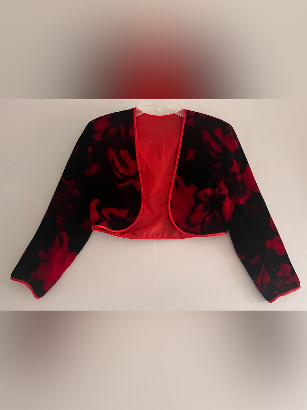 Vintage Red Velvet Burnout Cropped Bolero Jacket Whimsigoth Small